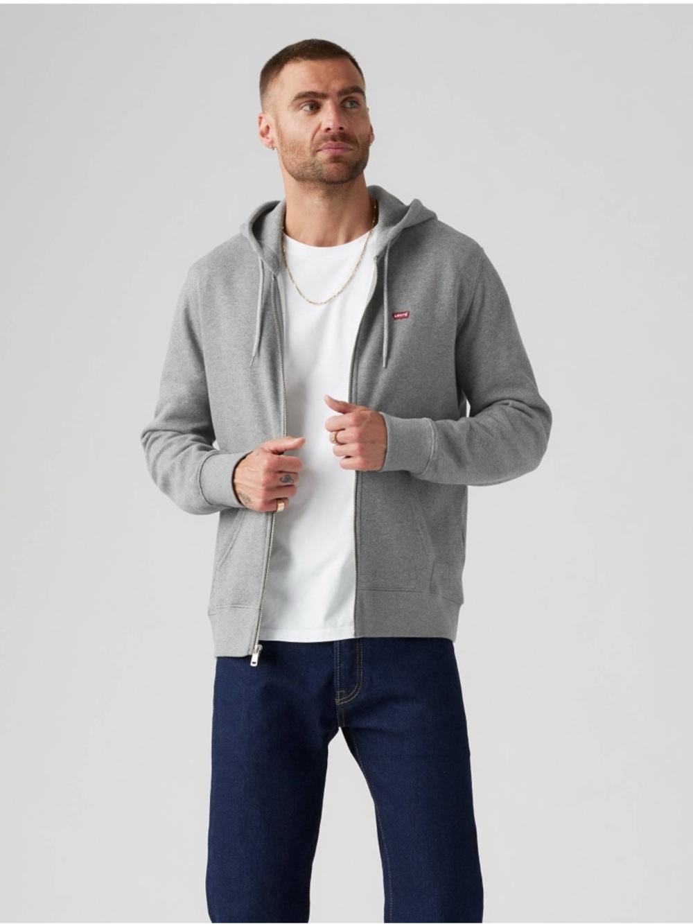 Men’s Levi’s Zip-Up Gray Hoodie Sweatshirt Size XXL